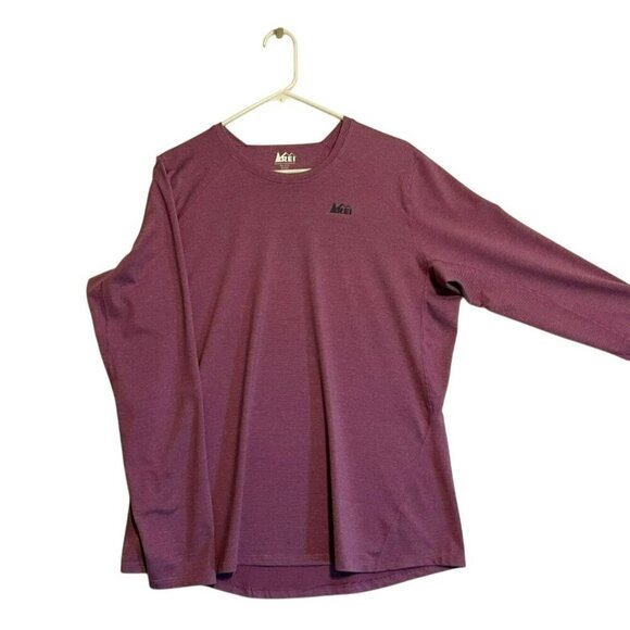 REI Performance Tee Long Sleeve Crew Neck Stretchy Women's XL Pink Gray Stripes - Picture 1 of 12